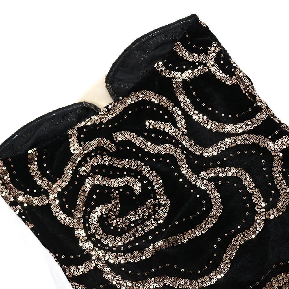 CM.YAYA 2024 Fall Floral Sequined Strapless Women Sleeveless Long Dress Sexy Birthday Party Evening Prom Maxi Dresses Vestidos