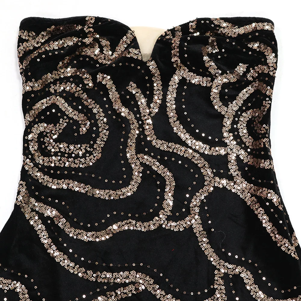 CM.YAYA 2024 Fall Floral Sequined Strapless Women Sleeveless Long Dress Sexy Birthday Party Evening Prom Maxi Dresses Vestidos