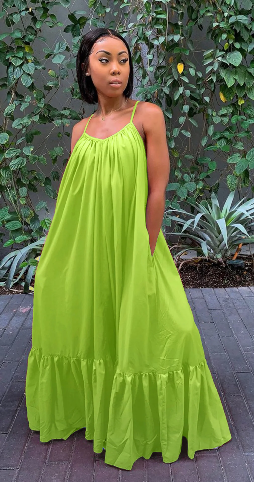 CMYAYA Women Summer Long Maxi Dress Sexy Sleeveless Strap Loose Beach Party Night Club Bandage Female S-5XL Dresses Vestido