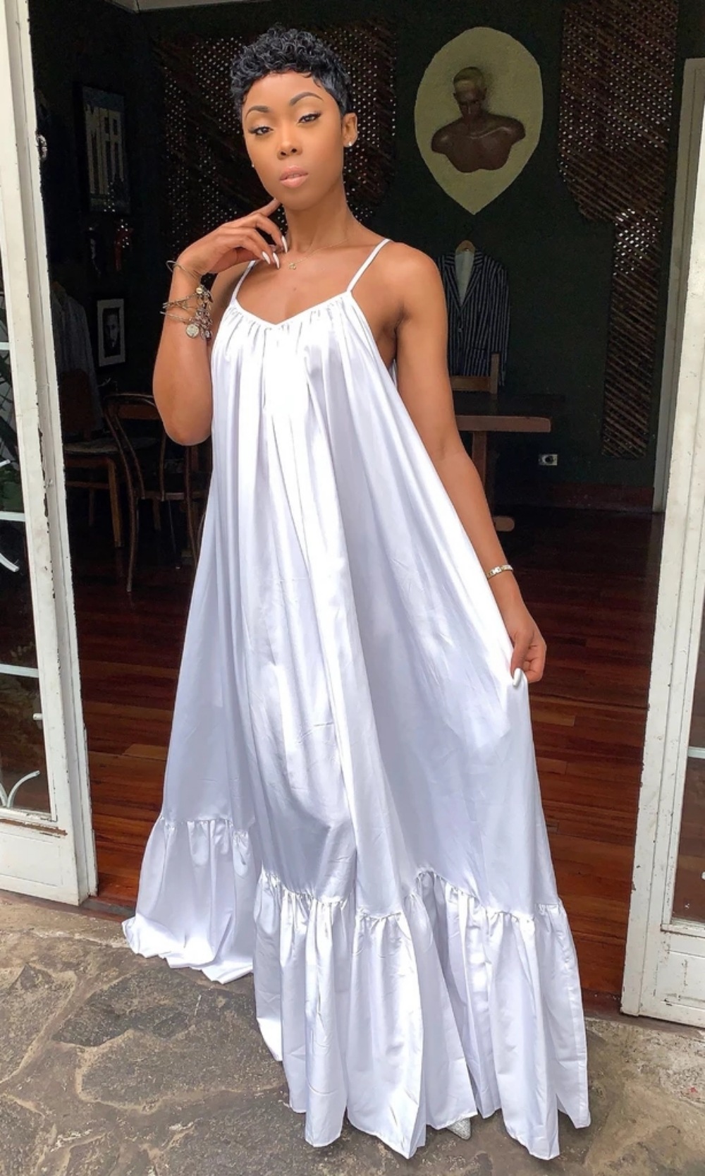 CMYAYA Women Summer Long Maxi Dress Sexy Sleeveless Strap Loose Beach Party Night Club Bandage Female S-5XL Dresses Vestido