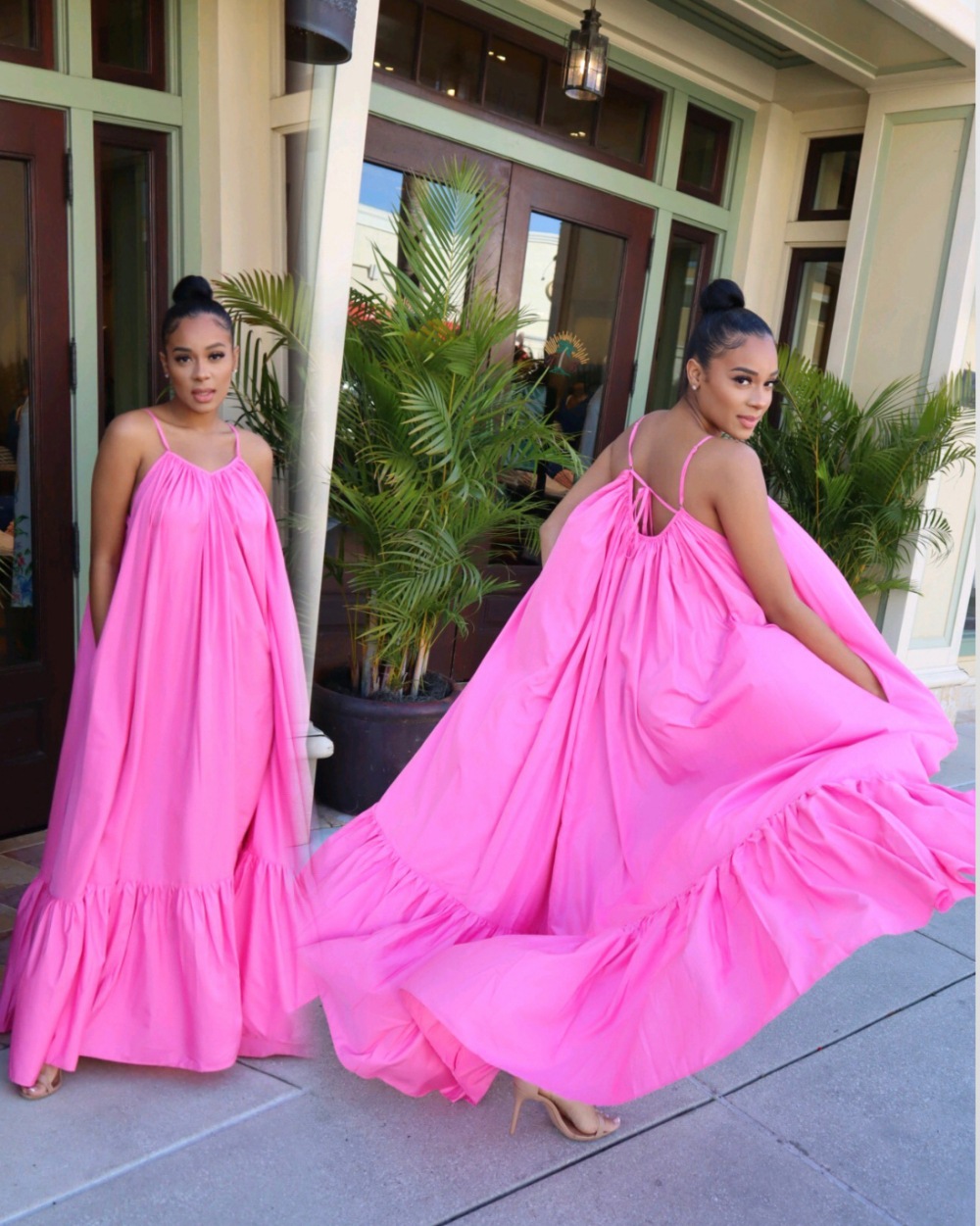 CMYAYA Women Summer Long Maxi Dress Sexy Sleeveless Strap Loose Beach Party Night Club Bandage Female S-5XL Dresses Vestido