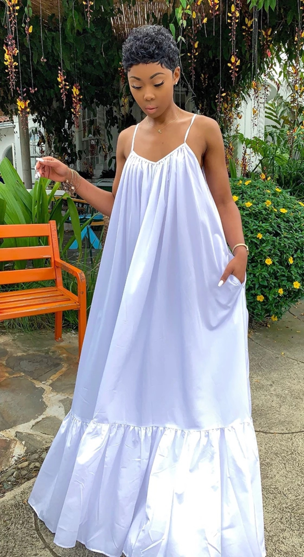 CMYAYA Women Summer Long Maxi Dress Sexy Sleeveless Strap Loose Beach Party Night Club Bandage Female S-5XL Dresses Vestido