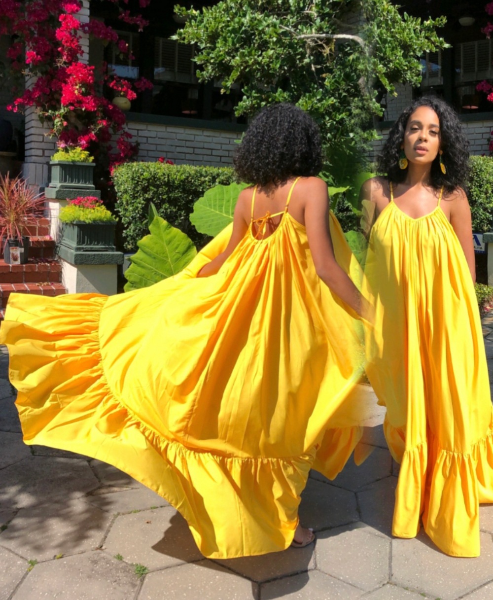 CMYAYA Women Summer Long Maxi Dress Sexy Sleeveless Strap Loose Beach Party Night Club Bandage Female S-5XL Dresses Vestido