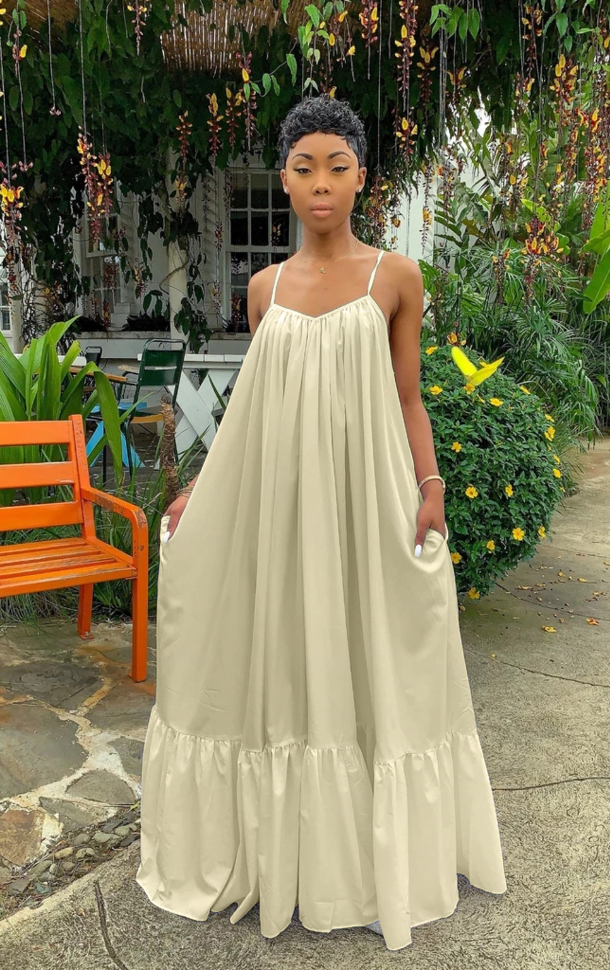 CMYAYA Women Summer Long Maxi Dress Sexy Sleeveless Strap Loose Beach Party Night Club Bandage Female S-5XL Dresses Vestido