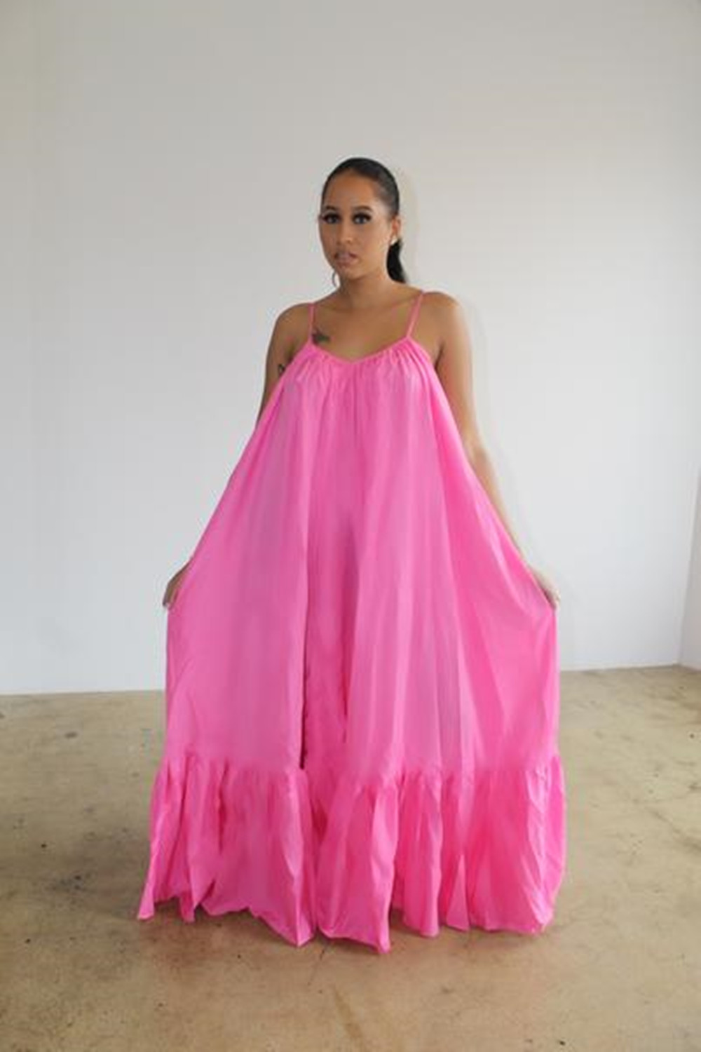 CMYAYA Women Summer Long Maxi Dress Sexy Sleeveless Strap Loose Beach Party Night Club Bandage Female S-5XL Dresses Vestido