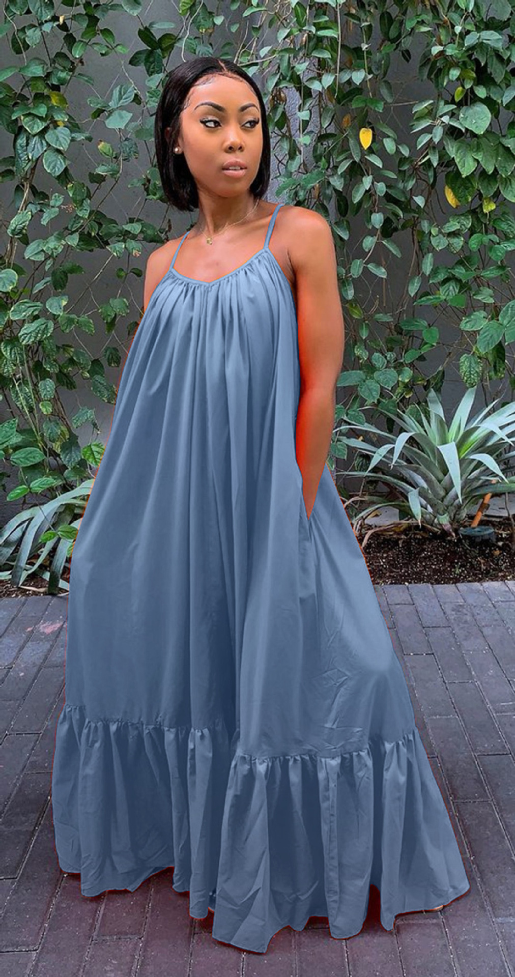 CMYAYA Women Summer Long Maxi Dress Sexy Sleeveless Strap Loose Beach Party Night Club Bandage Female S-5XL Dresses Vestido