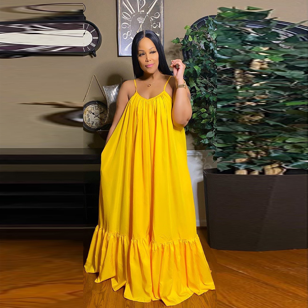 CMYAYA Women Summer Long Maxi Dress Sexy Sleeveless Strap Loose Beach Party Night Club Bandage Female S-5XL Dresses Vestido