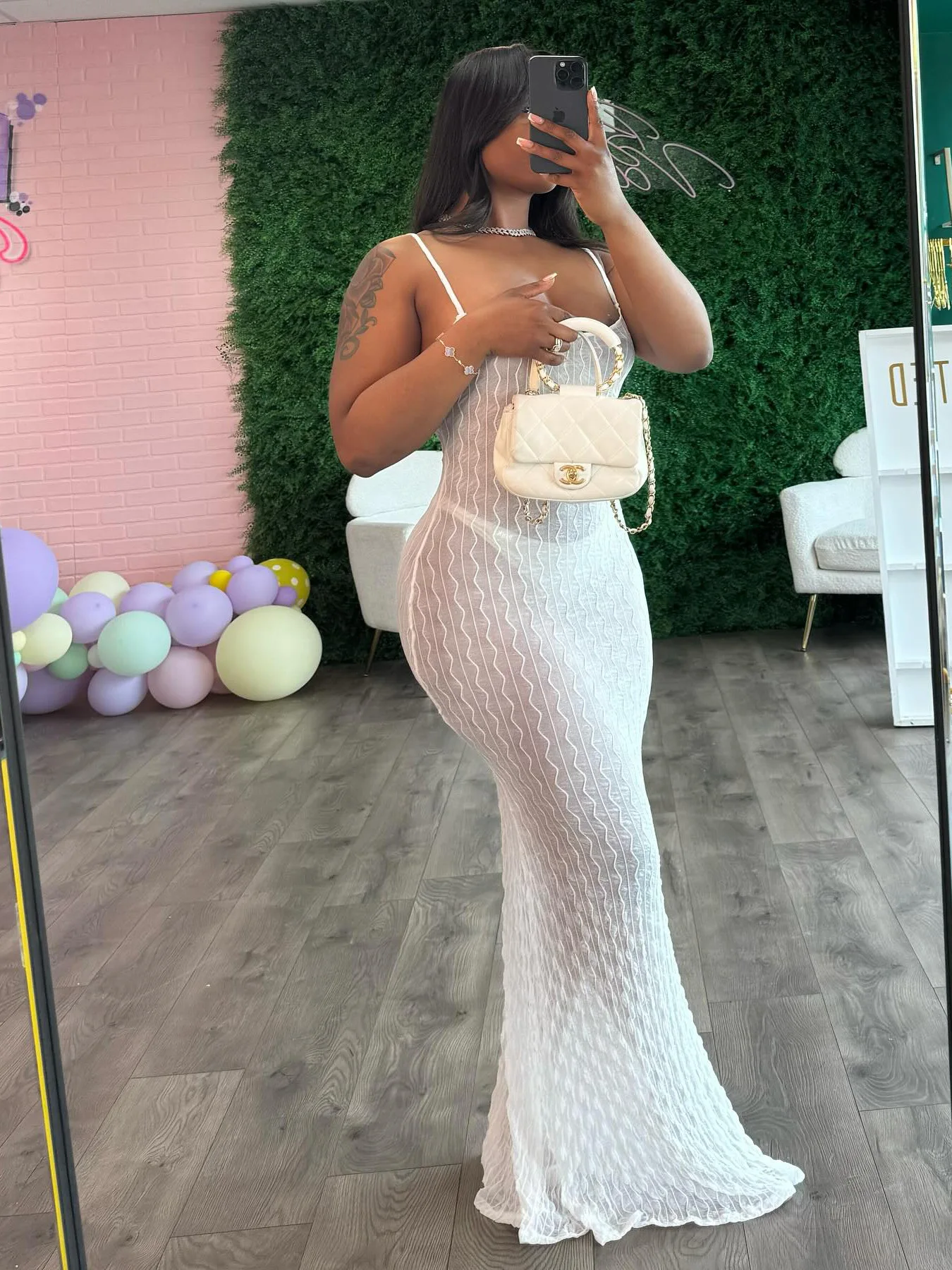 CM.YAYA Women White Lace See Through Sleeveless Long Maxi Dress Summer Evening Birthday Sexy Night Club Party Dresses Vestidos