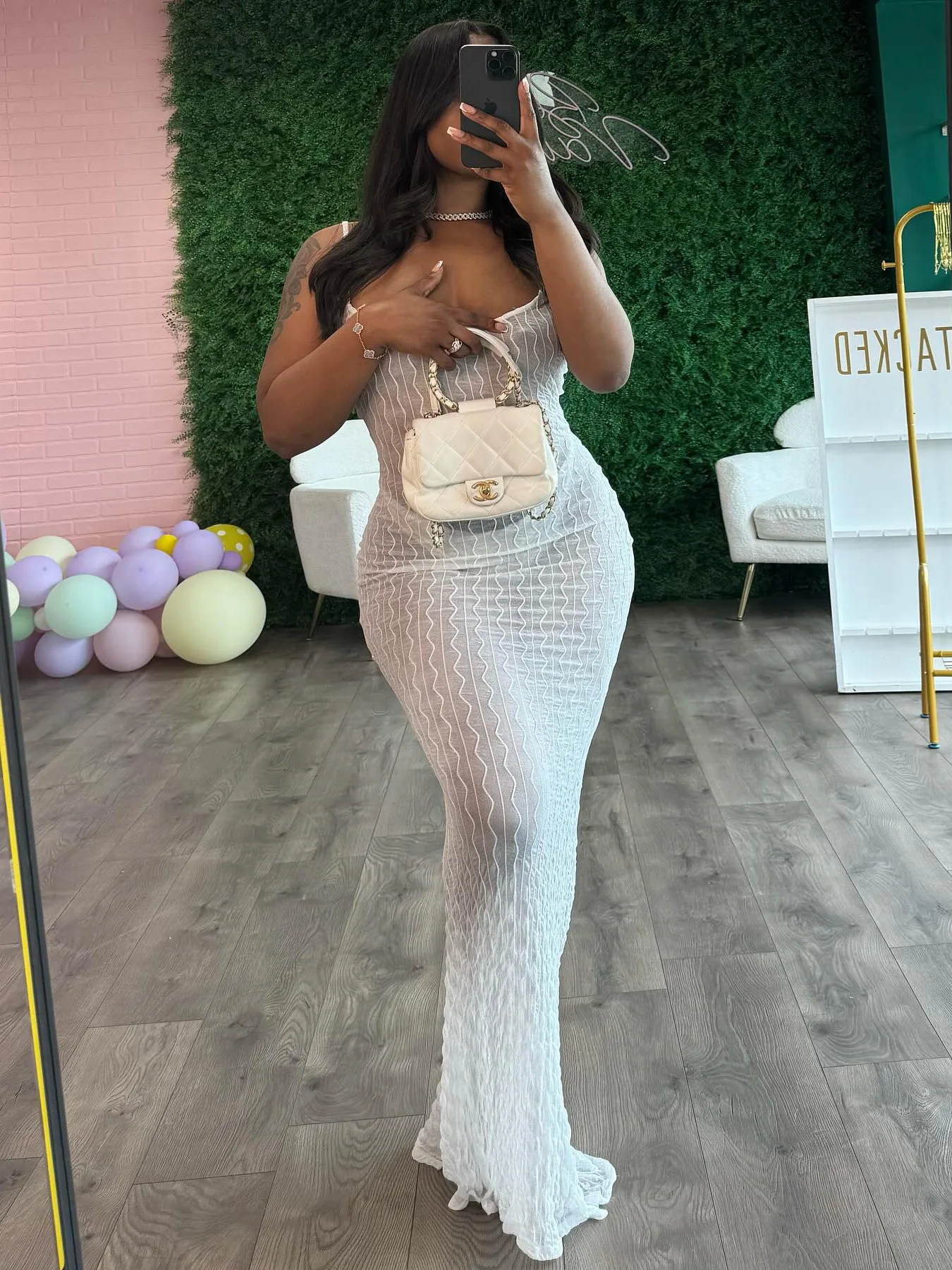 CM.YAYA Women White Lace See Through Sleeveless Long Maxi Dress Summer Evening Birthday Sexy Night Club Party Dresses Vestidos