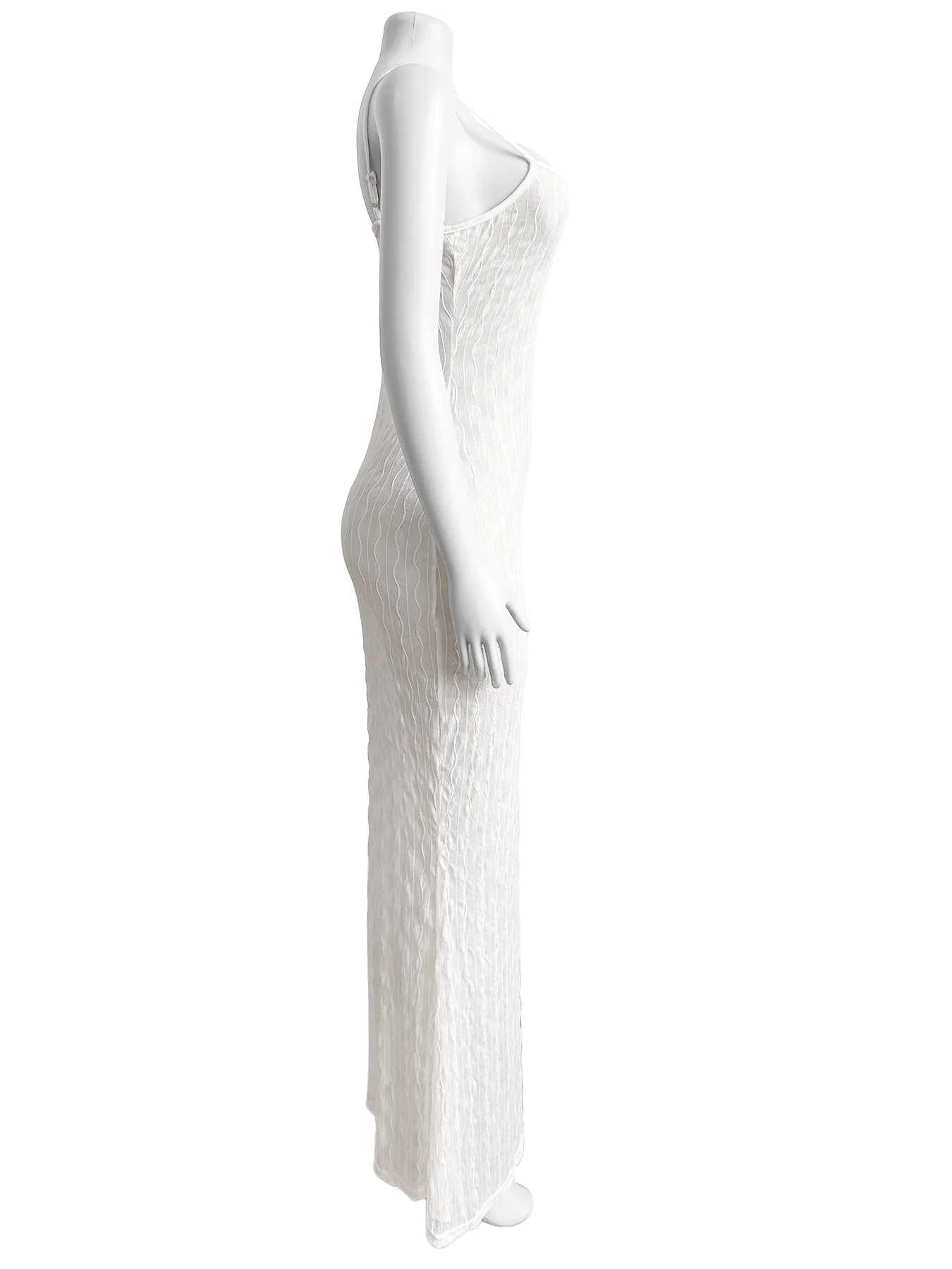 CM.YAYA Women White Lace See Through Sleeveless Long Maxi Dress Summer Evening Birthday Sexy Night Club Party Dresses Vestidos