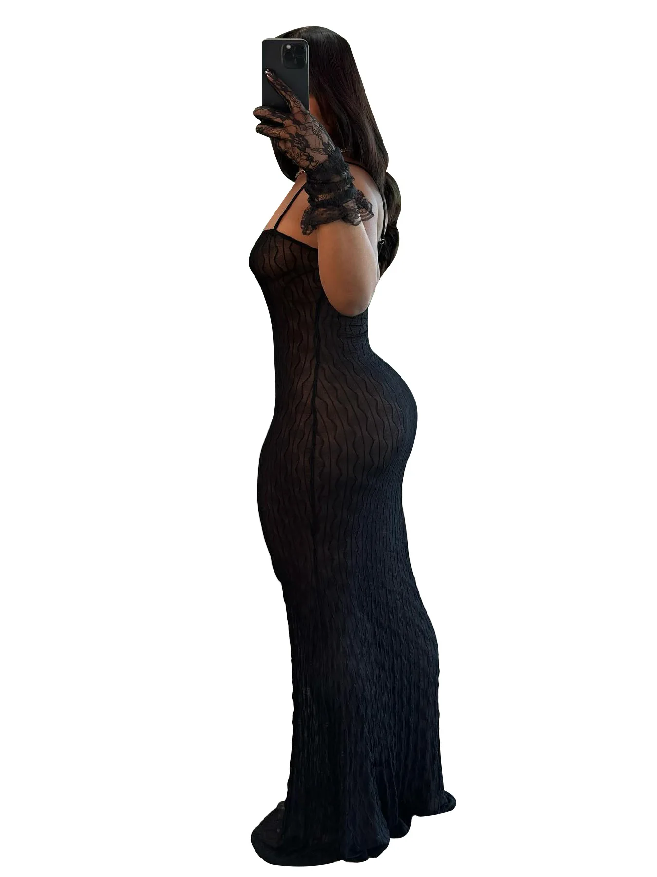 CM.YAYA Women White Lace See Through Sleeveless Long Maxi Dress Summer Evening Birthday Sexy Night Club Party Dresses Vestidos