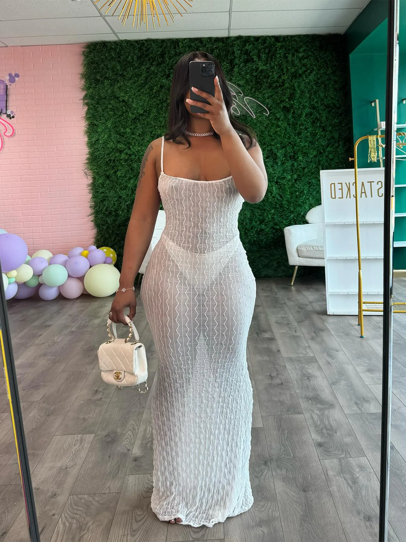 CM.YAYA Women White Lace See Through Sleeveless Long Maxi Dress Summer Evening Birthday Sexy Night Club Party Dresses Vestidos