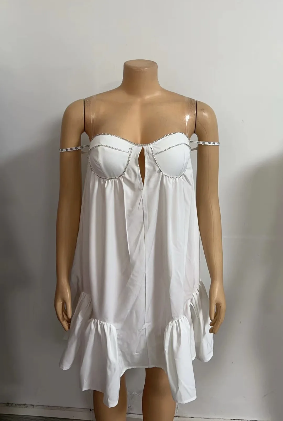 CM.YAYA Women Strapless Big Swing Loose Sleeveless Ball Gown Dress 2025 Beach Vacation Evening Night Party Vestidos Sexy Dresses