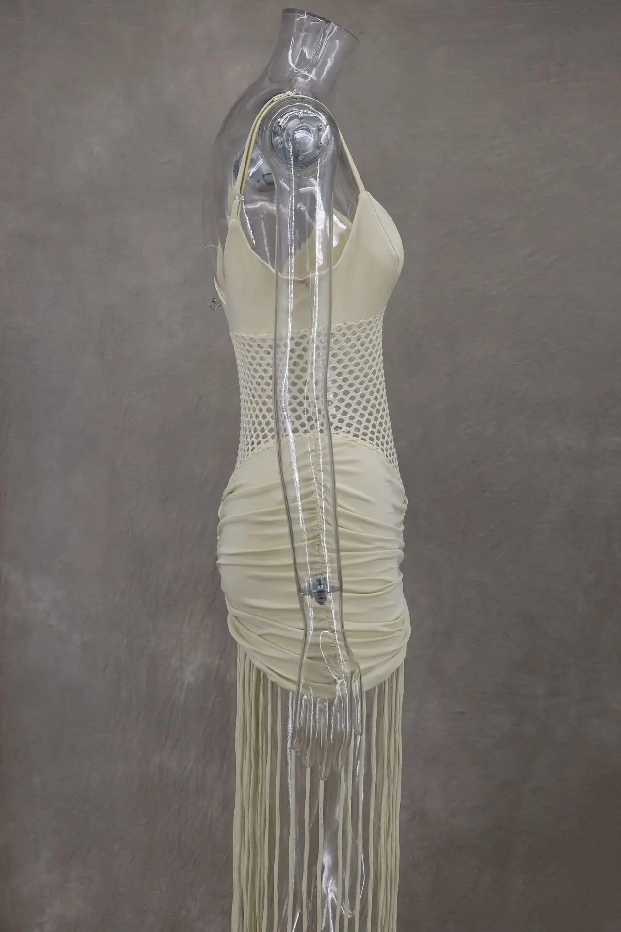 CM.YAYA Women Spaghetti Strap V-neck Sleeveless Tassel Hollow Out Midi Maxi Dress Sexy Birthday Night Party Vestidos Dresses