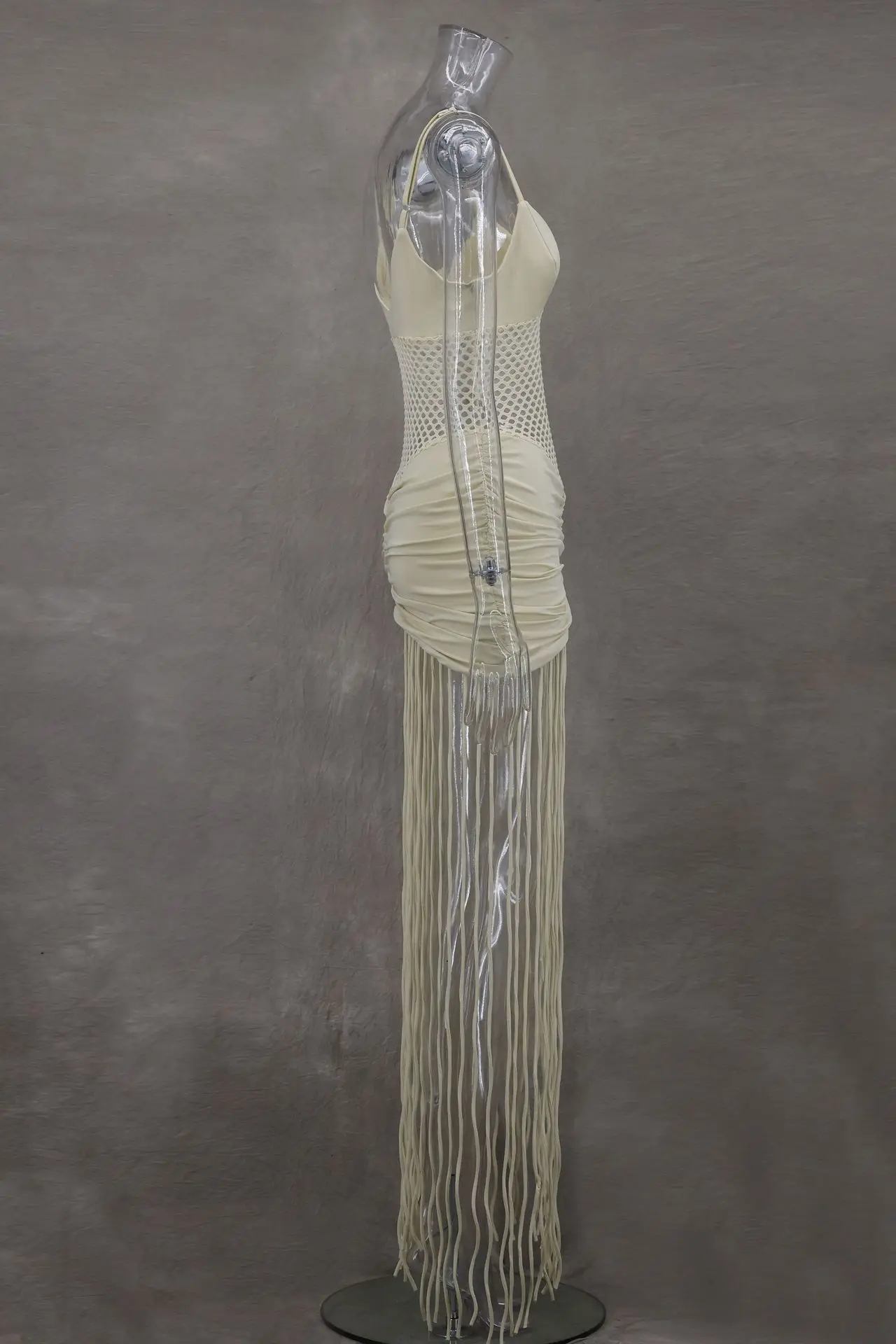 CM.YAYA Women Spaghetti Strap V-neck Sleeveless Tassel Hollow Out Midi Maxi Dress Sexy Birthday Night Party Vestidos Dresses