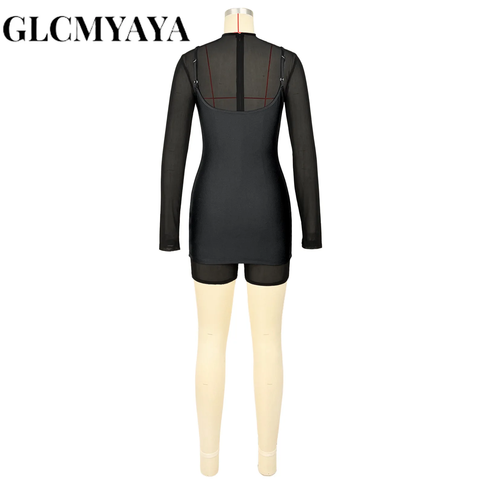 GLCMYAYA Fashion Women's Set Full Sleeve Playsuits and Strap Dress 2026 Fall Active Street Two 2 Piece Sets Outfit Tracksuit