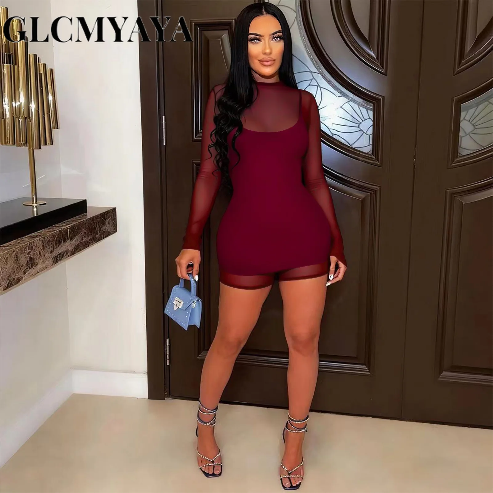 GLCMYAYA Fashion Women's Set Full Sleeve Playsuits and Strap Dress 2026 Fall Active Street Two 2 Piece Sets Outfit Tracksuit