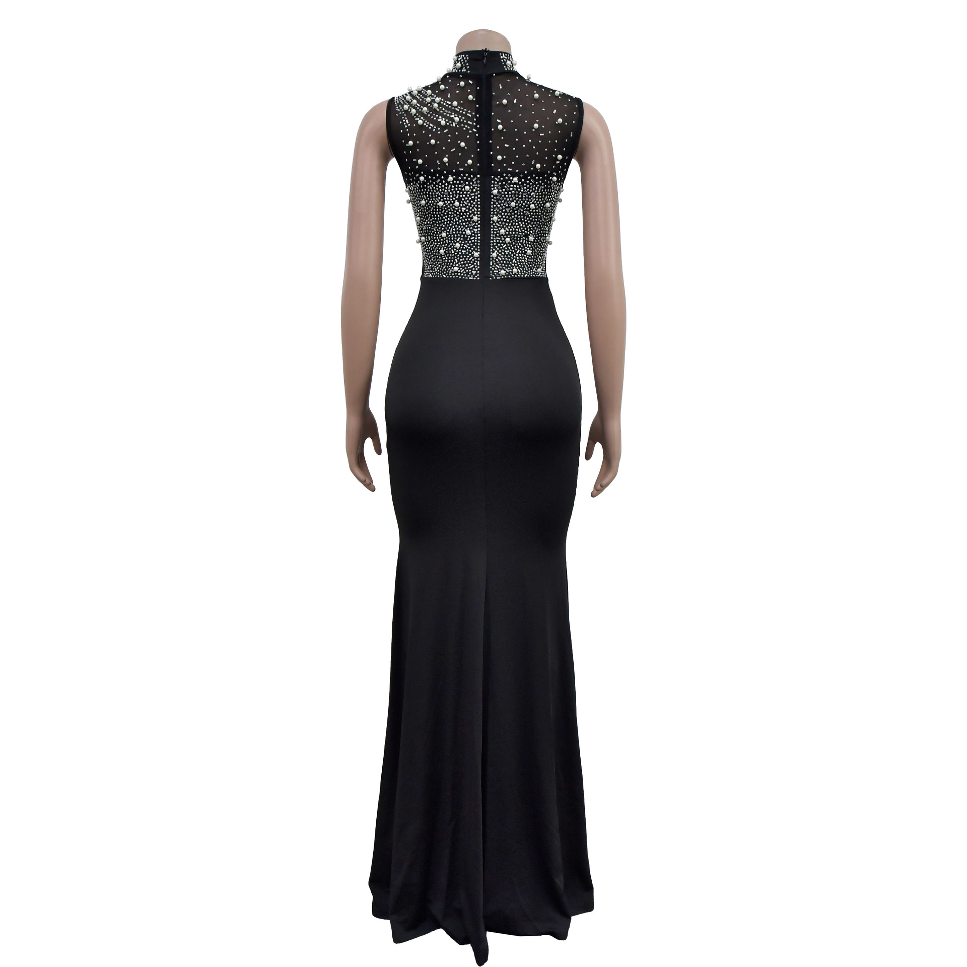 CM.YAYA Women Sleeveless Diamonds Hot Rhinestones High Side Split Mermaid Maxi Long Dress 2024 Even Sexy Party Dresses Vestidos