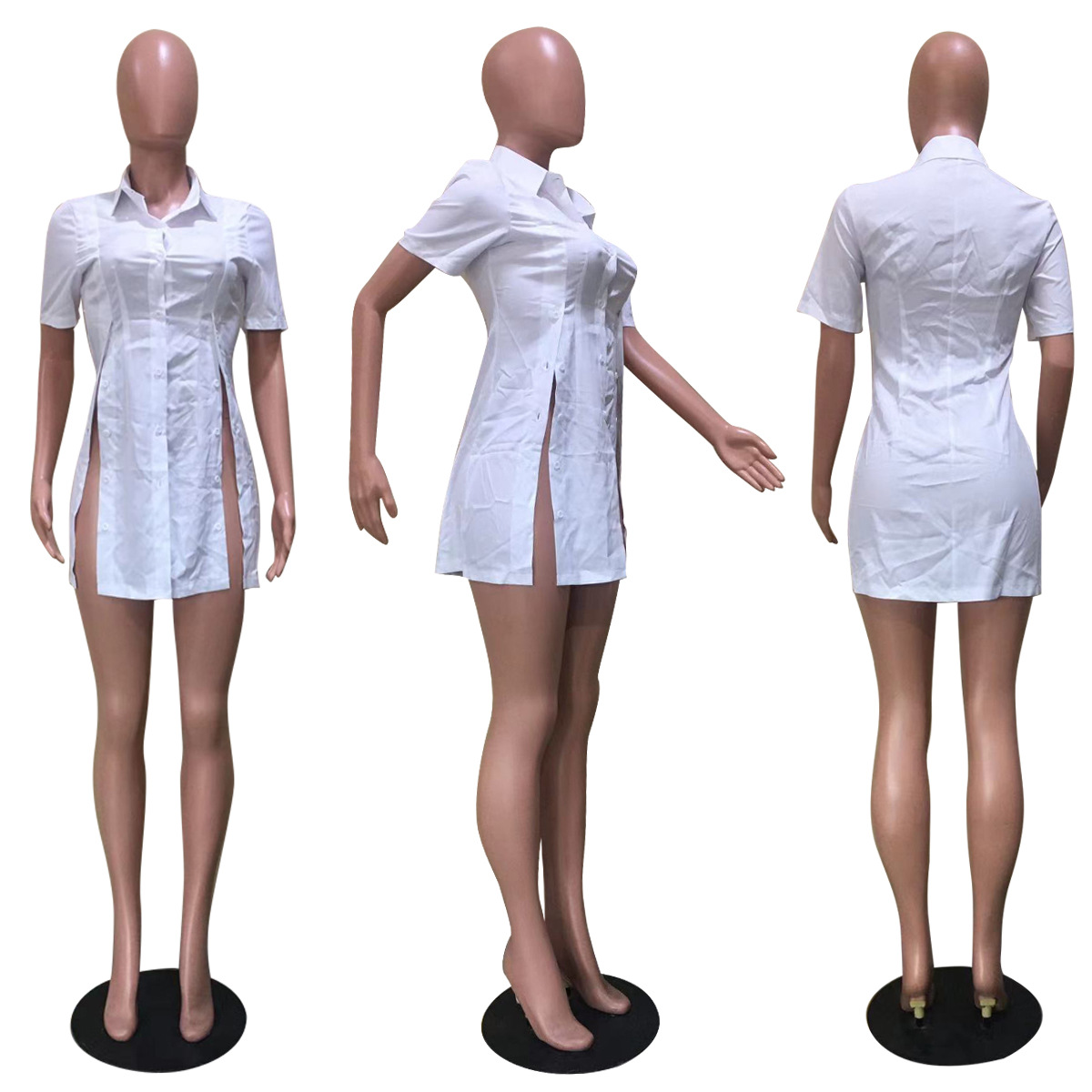 CM.YAYA Women Single Breasted Turn-down Neck Shirt Style A-line Bodycon Long Sleeve Dress 2022 New