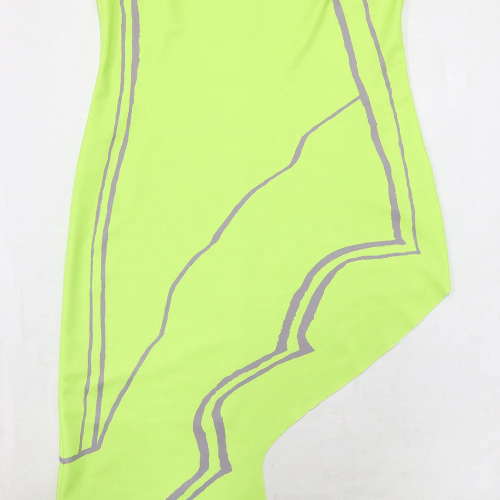 CM.YAYA Women Striped Side Printed Turtleneck Sleeveless Bodycon Midi Irregular Maxi Dress Club Sexy Party Long Dresses Vestido CM.YAYA Women Striped Side Printed Turtleneck Sleeveless Bodycon Midi Irregular Maxi Dress Club Sexy Party Long Dresses Vestido