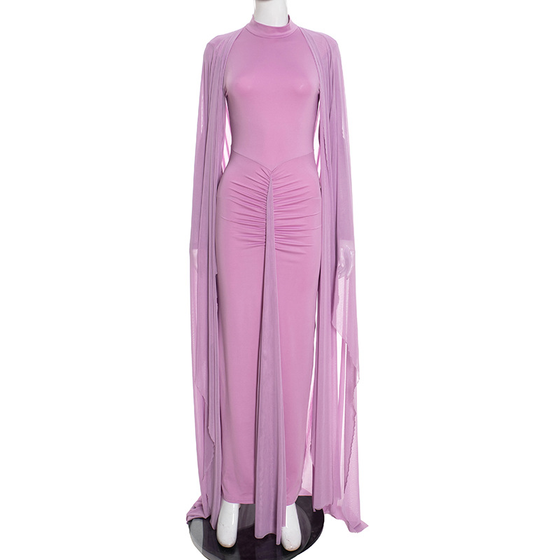 CM.YAYA Women Cloak Long Sleeve Backless Ruffles Ruched Formal Maxi Dress 2026 Elegant Education Party Cocktail Long Dresses CM.YAYA Women Cloak Long Sleeve Backless Ruffles Ruched Formal Maxi Dress 2026 Elegant Education Party Cocktail Long Dresses