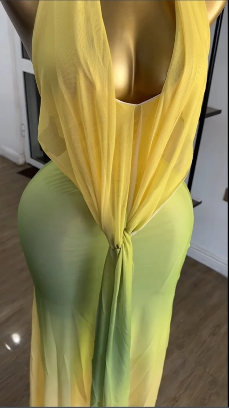 GLCMYAYA Women Gradient Printed Pile Collar Bodycon Midi Backless Maxi Long Dress 2025 Vacation Party Birthday Dresses Vestidos GLCMYAYA Women Gradient Printed Pile Collar Bodycon Midi Backless Maxi Long Dress 2025 Vacation Party Birthday Dresses Vestidos