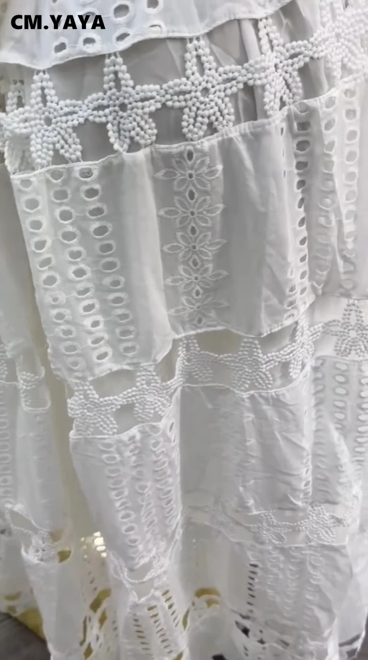 CM.YAYA Women Halter Neck Sleeveless Backless Hollow Out Maxi Long Dress 2025 Summer Birthday Vacation Beach Holiday Dresses