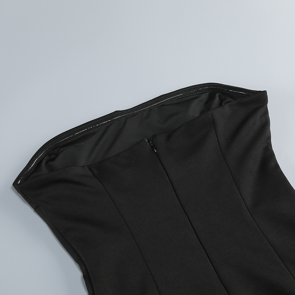 GLCMYAYA Women Applique Patchwork Strapless Bodycon Midi Maxi Long Dress 2025 Summer Birthday Vacation Holiday Dresses Vestidos