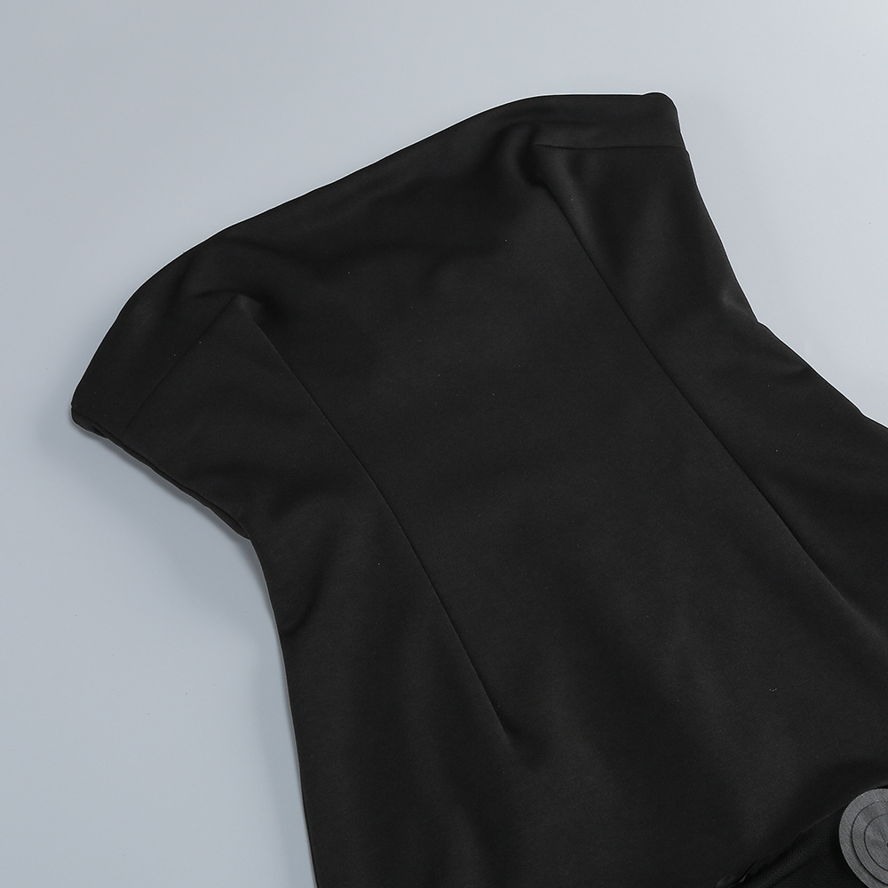 GLCMYAYA Women Applique Patchwork Strapless Bodycon Midi Maxi Long Dress 2025 Summer Birthday Vacation Holiday Dresses Vestidos