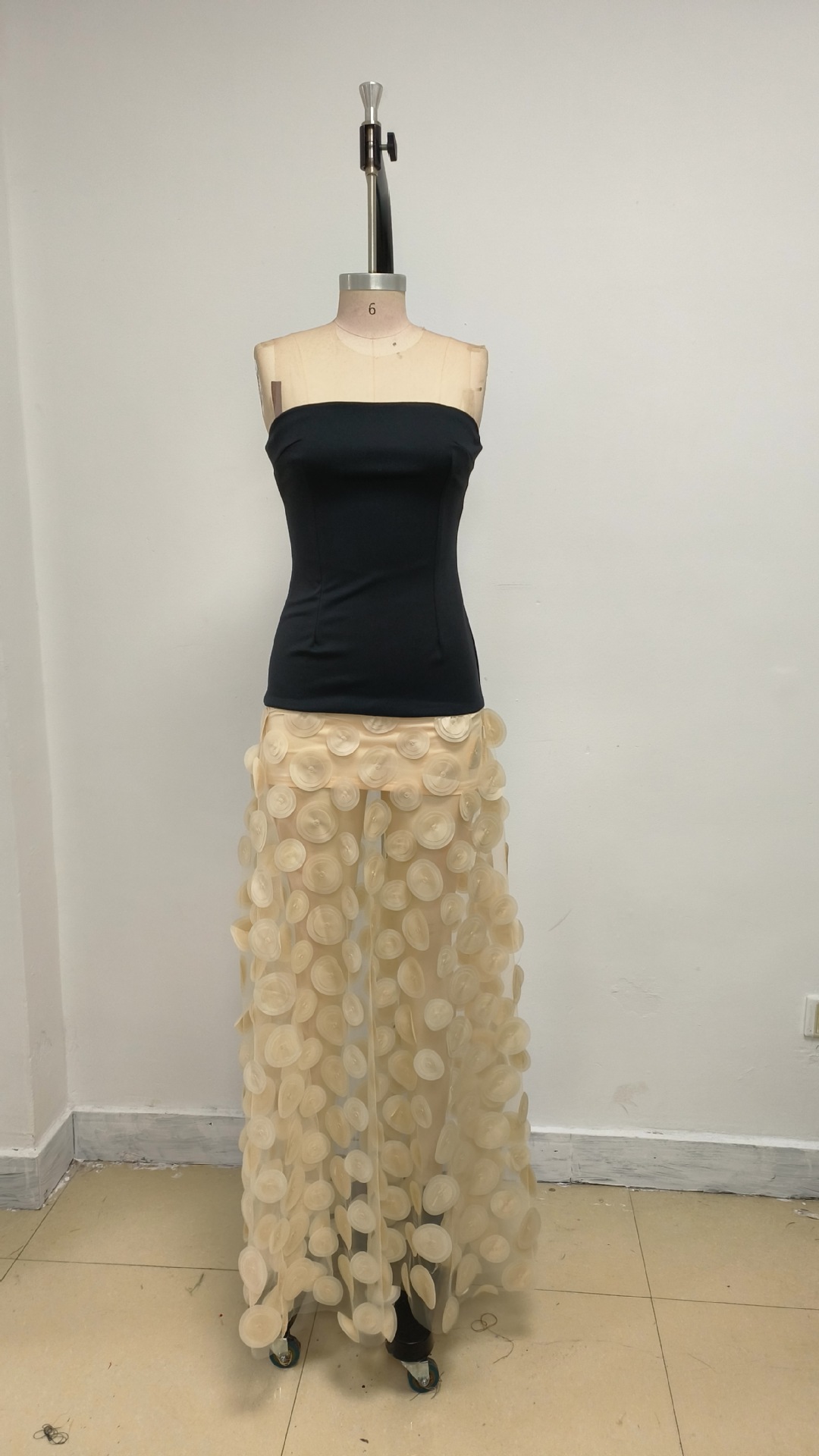 GLCMYAYA Women Applique Patchwork Strapless Bodycon Midi Maxi Long Dress 2025 Summer Birthday Vacation Holiday Dresses Vestidos