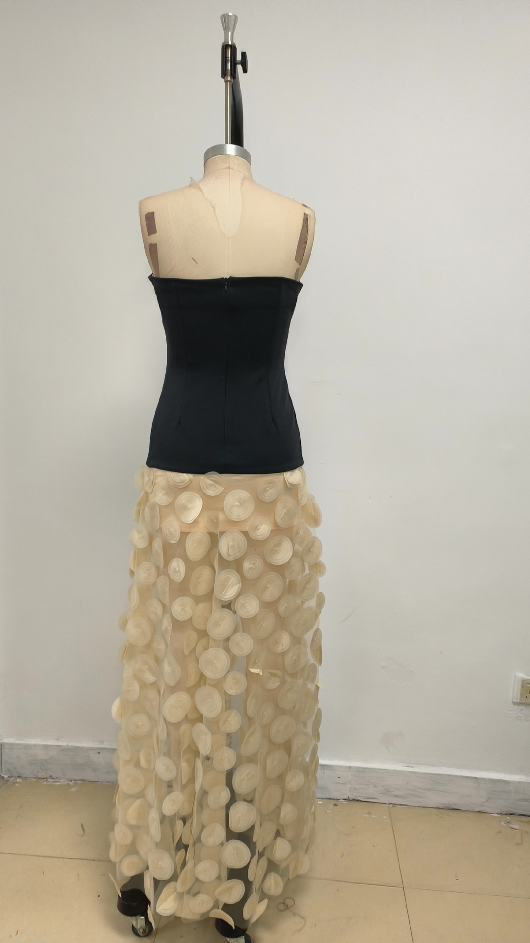 GLCMYAYA Women Applique Patchwork Strapless Bodycon Midi Maxi Long Dress 2025 Summer Birthday Vacation Holiday Dresses Vestidos