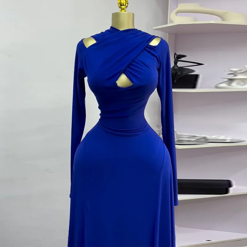 CM.YAYA 2025 Summer Women O-neck Long Sleeve Mermaid Maxi Dress Birthday Beach Sexy Night Party Club Long Dresses CM.YAYA 2025 Summer Women O-neck Long Sleeve Mermaid Maxi Dress Birthday Beach Sexy Night Party Club Long Dresses