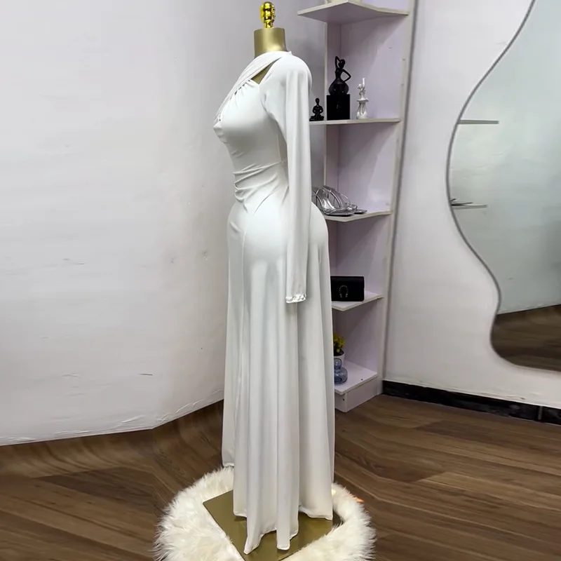 CM.YAYA 2025 Summer Women O-neck Long Sleeve Mermaid Maxi Dress Birthday Beach Sexy Night Party Club Long Dresses CM.YAYA 2025 Summer Women O-neck Long Sleeve Mermaid Maxi Dress Birthday Beach Sexy Night Party Club Long Dresses