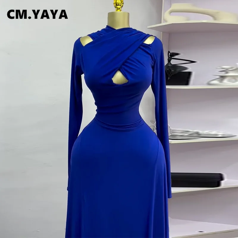 CM.YAYA 2025 Summer Women O-neck Long Sleeve Mermaid Maxi Dress Birthday Beach Sexy Night Party Club Long Dresses CM.YAYA 2025 Summer Women O-neck Long Sleeve Mermaid Maxi Dress Birthday Beach Sexy Night Party Club Long Dresses