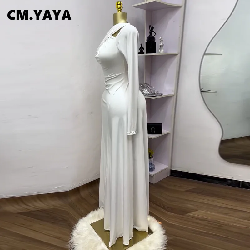 CM.YAYA 2025 Summer Women O-neck Long Sleeve Mermaid Maxi Dress Birthday Beach Sexy Night Party Club Long Dresses CM.YAYA 2025 Summer Women O-neck Long Sleeve Mermaid Maxi Dress Birthday Beach Sexy Night Party Club Long Dresses