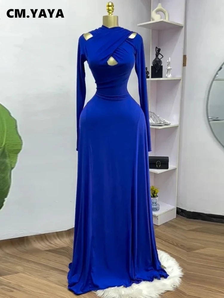 CM.YAYA 2025 Summer Women O-neck Long Sleeve Mermaid Maxi Dress Birthday Beach Sexy Night Party Club Long Dresses CM.YAYA 2025 Summer Women O-neck Long Sleeve Mermaid Maxi Dress Birthday Beach Sexy Night Party Club Long Dresses