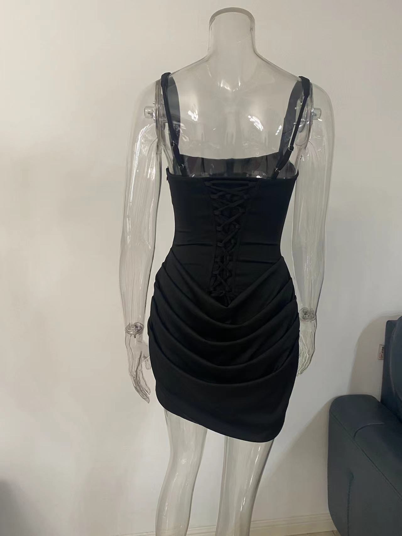 CM.YAYA Women Pile Waist Lace Up Back Bodycon Midi Tank Dress 2026 Street Fashion Party Education Mini Holiday Dresses Vestido CM.YAYA Women Pile Waist Lace Up Back Bodycon Midi Tank Dress 2026 Street Fashion Party Education Mini Holiday Dresses Vestido