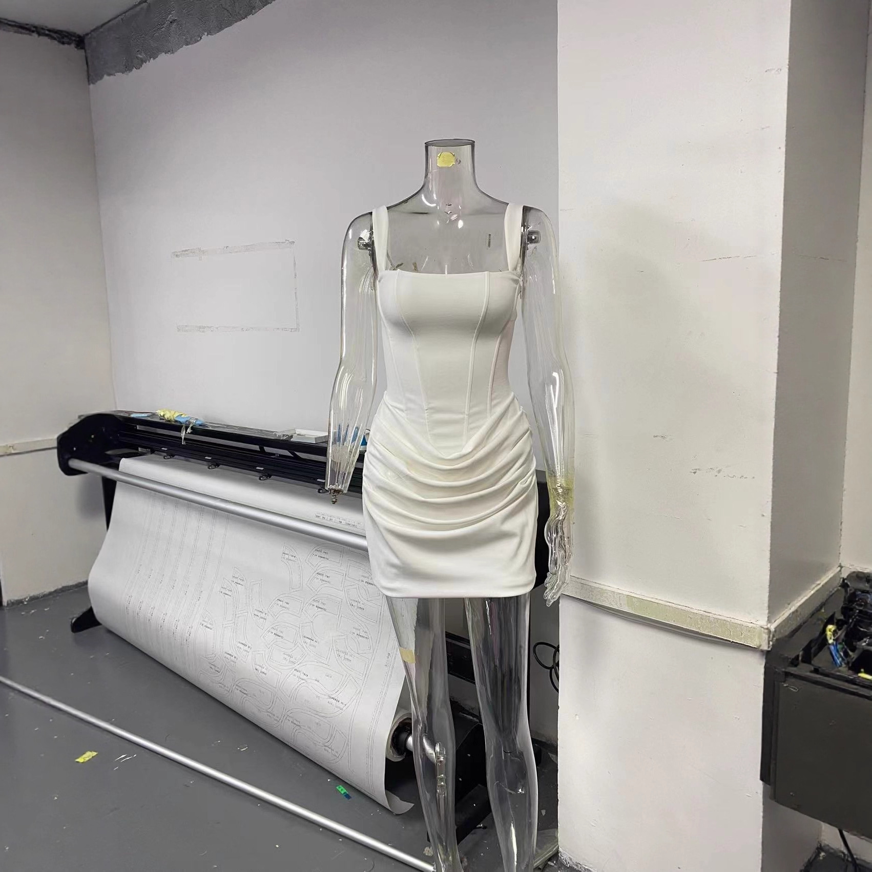 CM.YAYA Women Pile Waist Lace Up Back Bodycon Midi Tank Dress 2026 Street Fashion Party Education Mini Holiday Dresses Vestido CM.YAYA Women Pile Waist Lace Up Back Bodycon Midi Tank Dress 2026 Street Fashion Party Education Mini Holiday Dresses Vestido