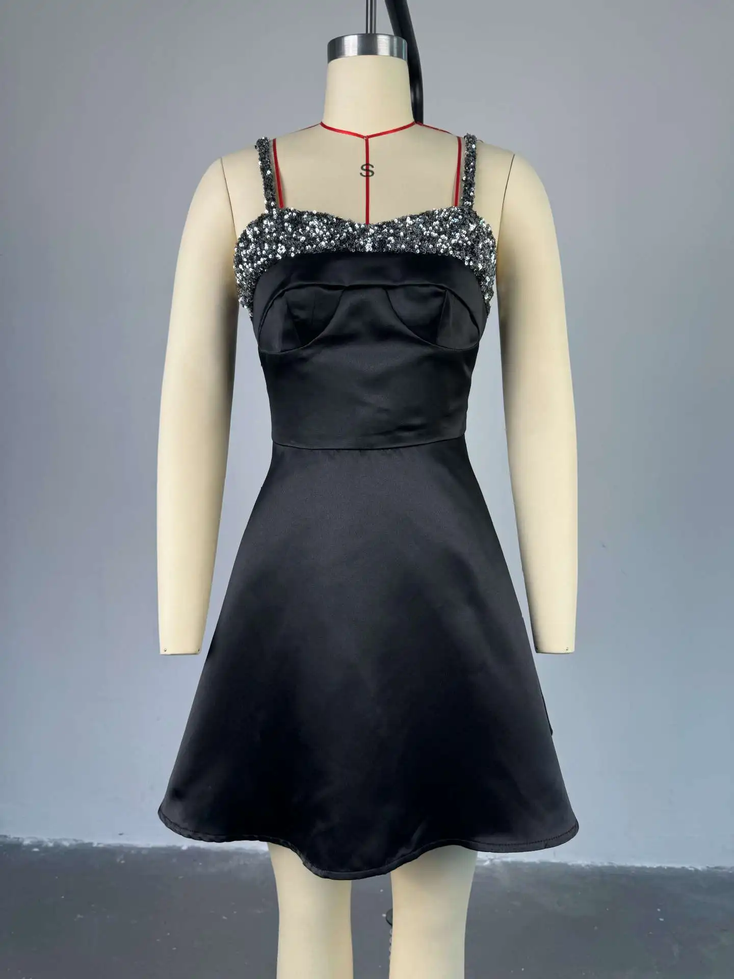 CM.YAYA Women Strapless Sleeveless Sequined Big Swing Bodycon Midi Dress 2024 INS Elegant Club Evening Sexy Party Mini Dresses