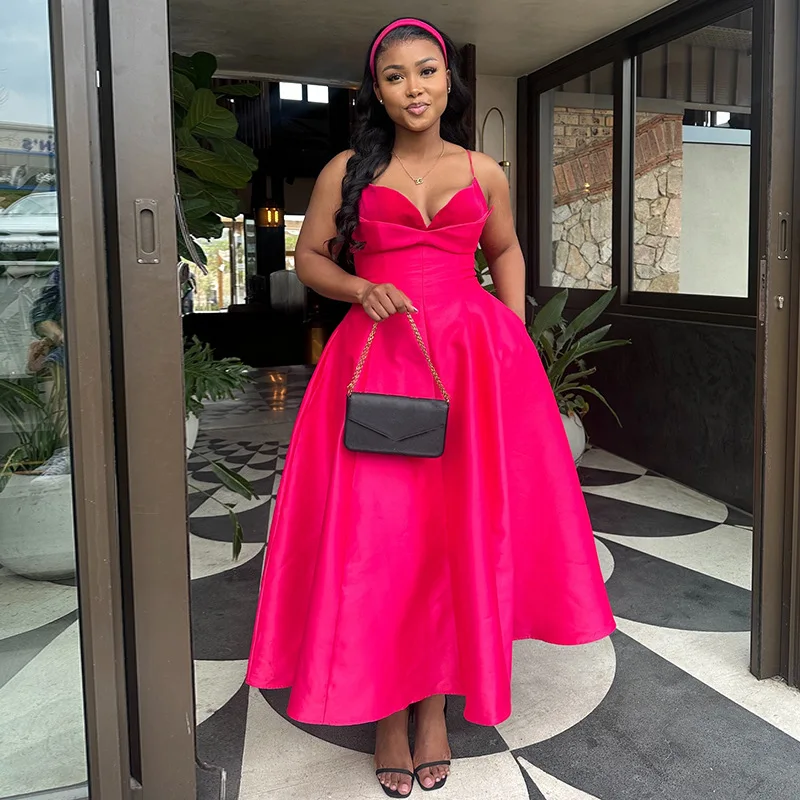 CM.YAYA Women Strap Sleeveless Sexy Sweet A-line Long Dress 2026 Elegant Vacation Birthday Party Maxi Dresses Trendy Vestidos