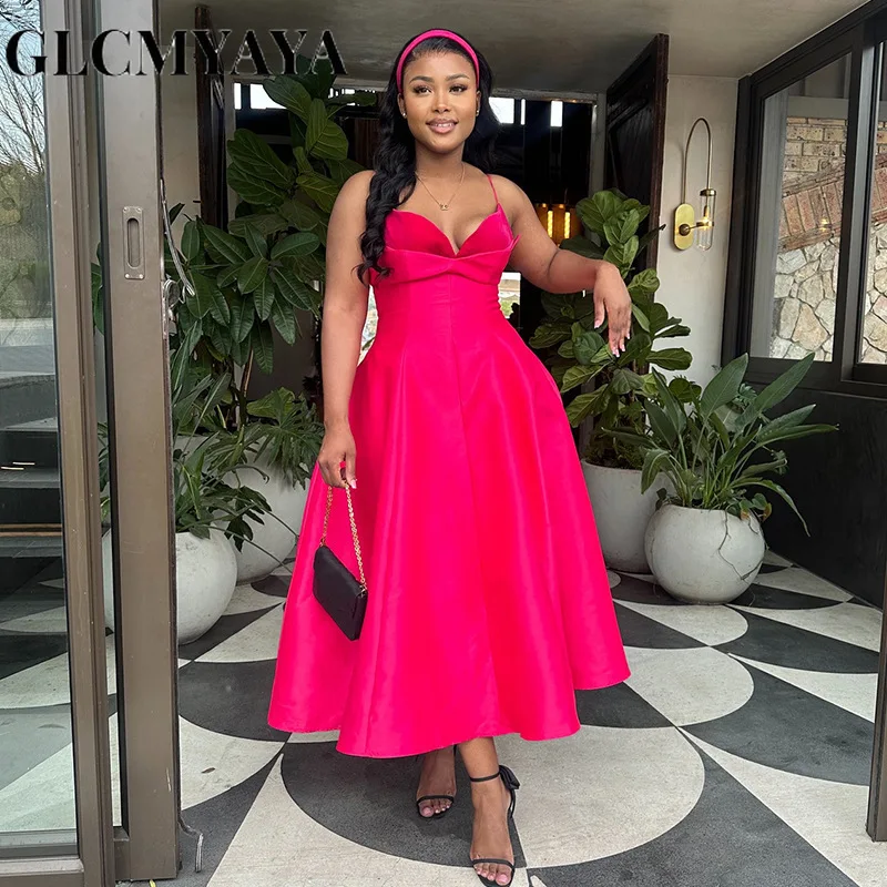 CM.YAYA Women Strap Sleeveless Sexy Sweet A-line Long Dress 2026 Elegant Vacation Birthday Party Maxi Dresses Trendy Vestidos