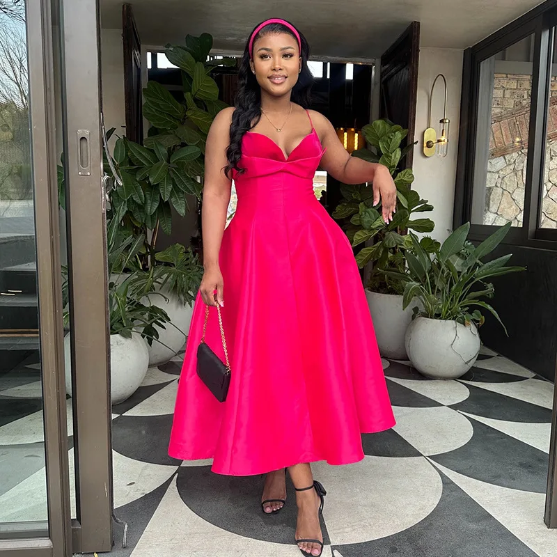 CM.YAYA Women Strap Sleeveless Sexy Sweet A-line Long Dress 2026 Elegant Vacation Birthday Party Maxi Dresses Trendy Vestidos