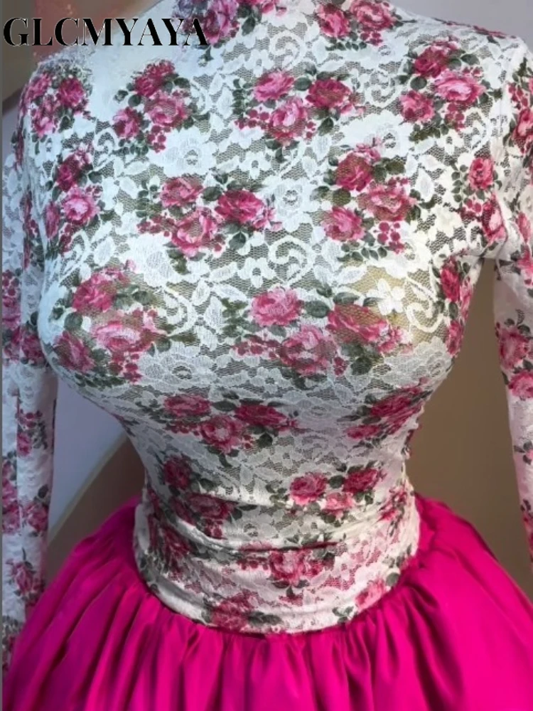 CM.YAYA Women Long Sleeve Lace Patchwork Ball Gown Smock Mini Dress 2026 Streetwear Activewear Fashion Birthday Holiday Dresses