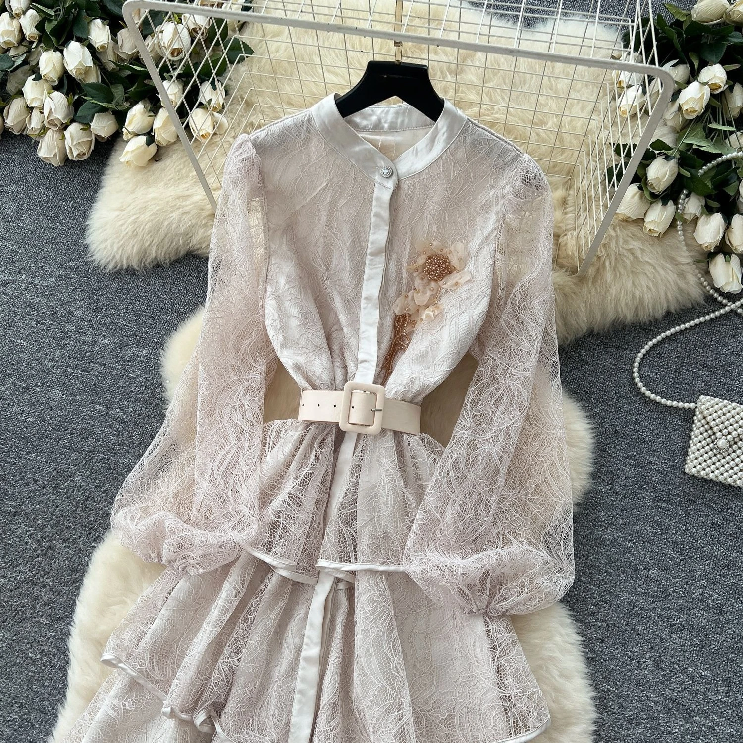 GLCMYAYA Women Lace Camcading Ruffles Tierred Big Swing Ball Gown Smock Maxi Long Dress 2025 Vacation Sexy Party Vestido Dresses