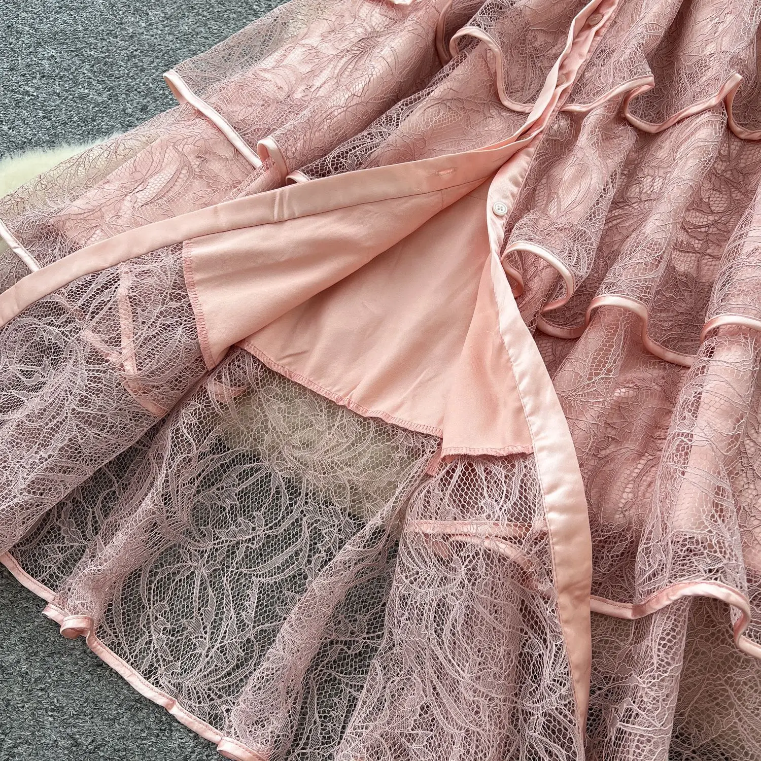 GLCMYAYA Women Lace Camcading Ruffles Tierred Big Swing Ball Gown Smock Maxi Long Dress 2025 Vacation Sexy Party Vestido Dresses