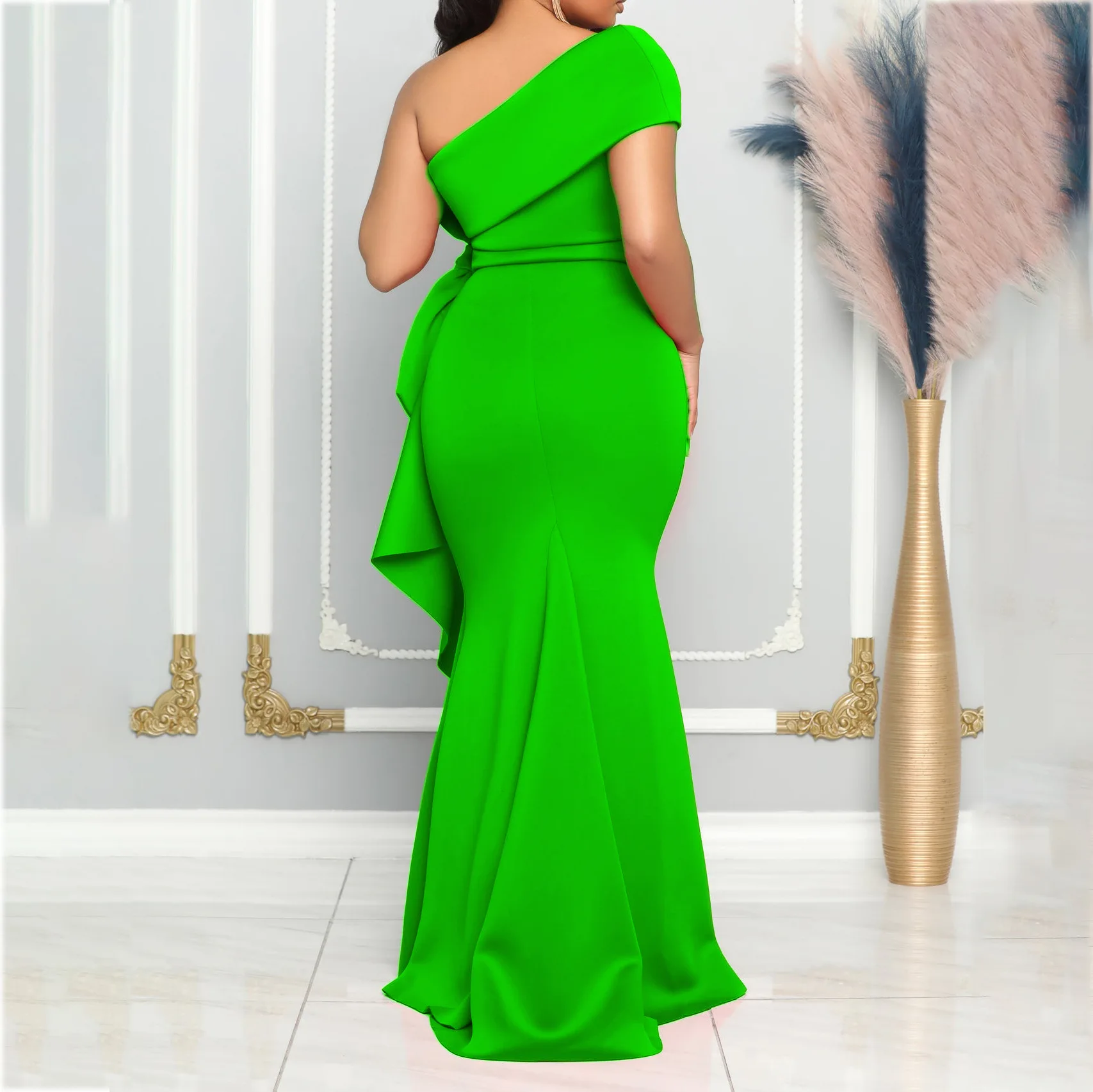 CM.YAYA Women Off Shoulder Big Bow Skew Neck Mermaid Maxi Dress Female 2024 Evening Birthday Sexy Night Party Club Long Dresses