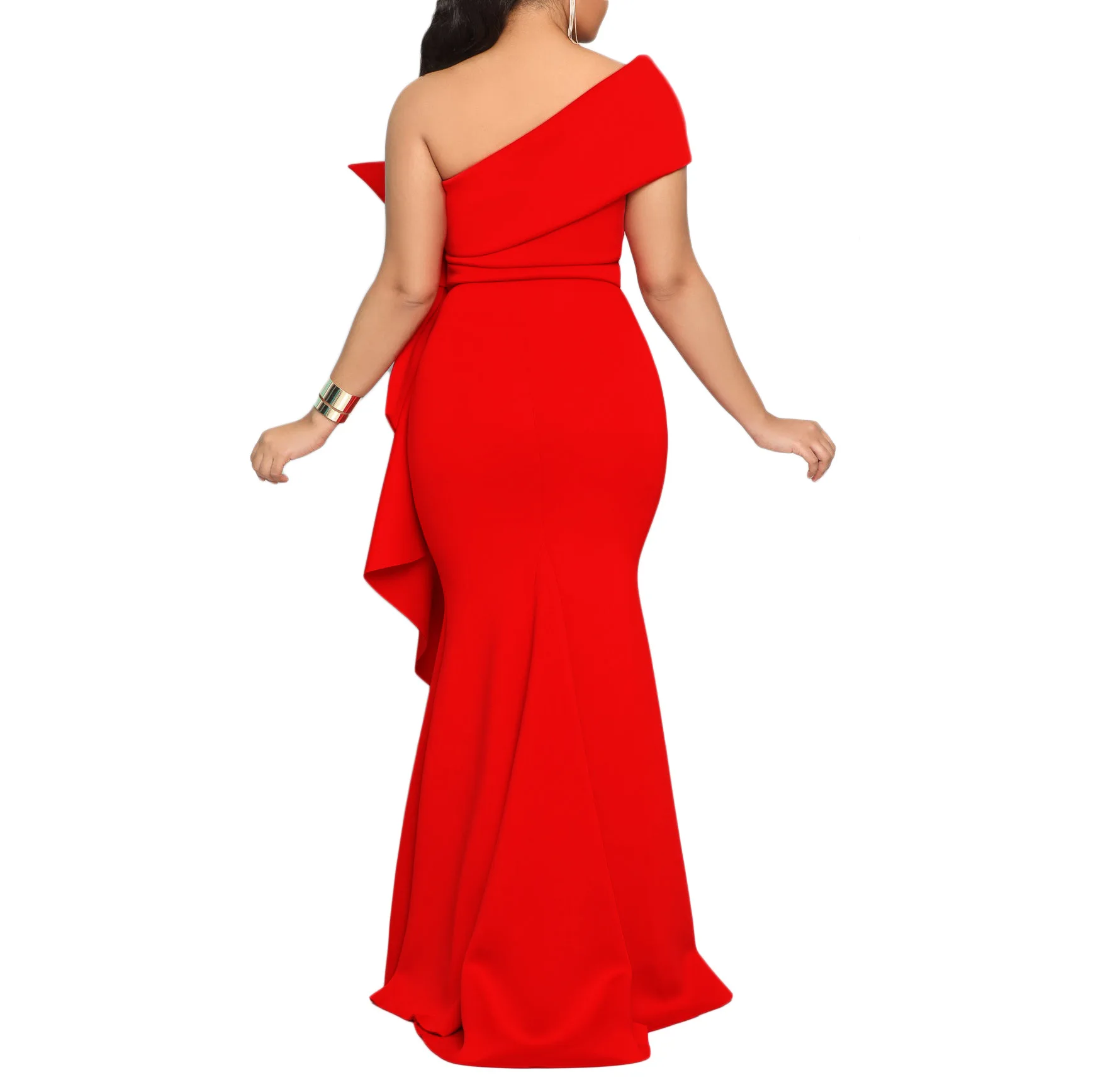 CM.YAYA Women Off Shoulder Big Bow Skew Neck Mermaid Maxi Dress Female 2024 Evening Birthday Sexy Night Party Club Long Dresses