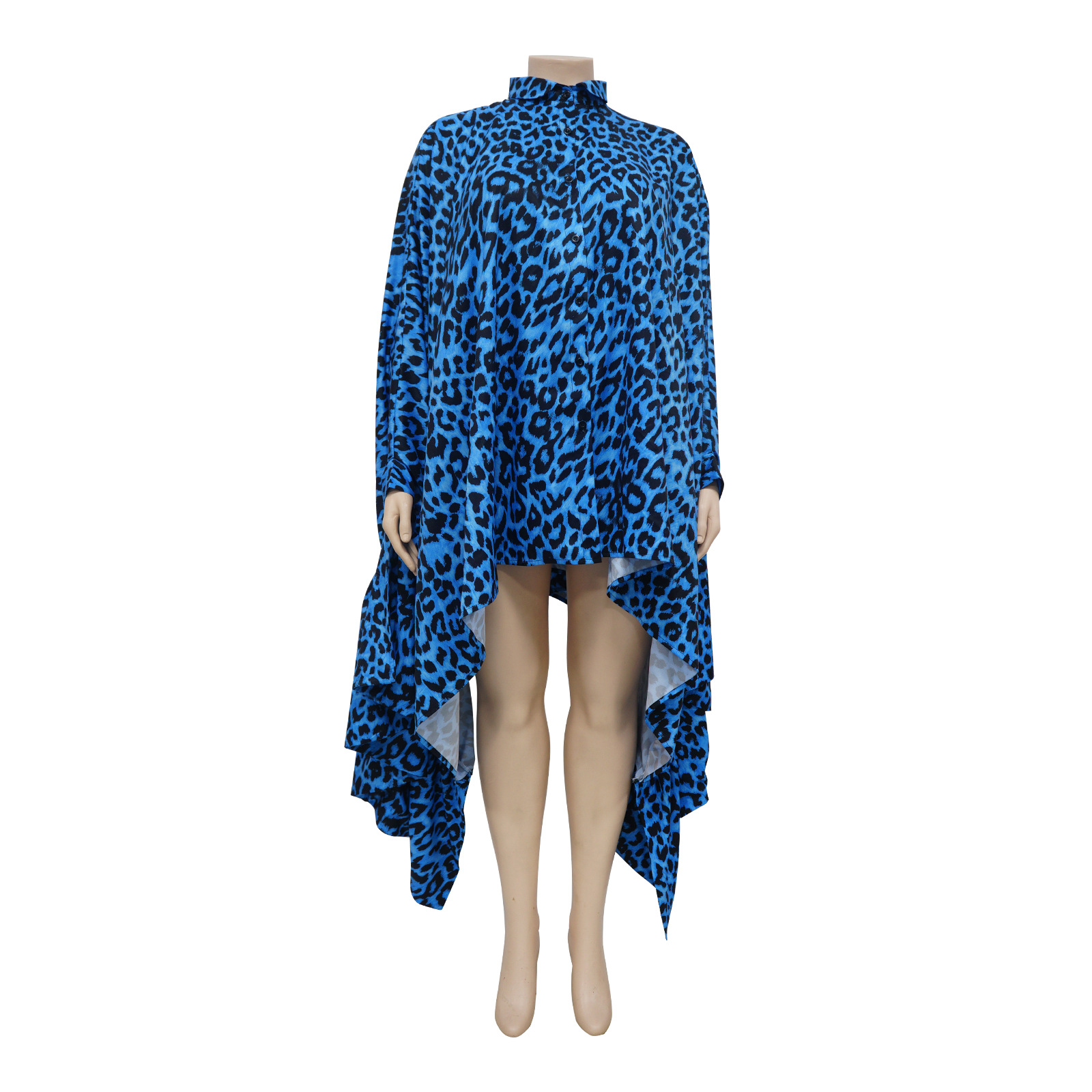 CM.YAYA Fashion Women Leopard Batwing Long Sleeve Button Front Stand Collar Dress 2023 Vintage Streetwear Loose Vestidos Dresses CM.YAYA Fashion Women Leopard Batwing Long Sleeve Button Front Stand Collar Dress 2023 Vintage Streetwear Loose Vestidos Dresses