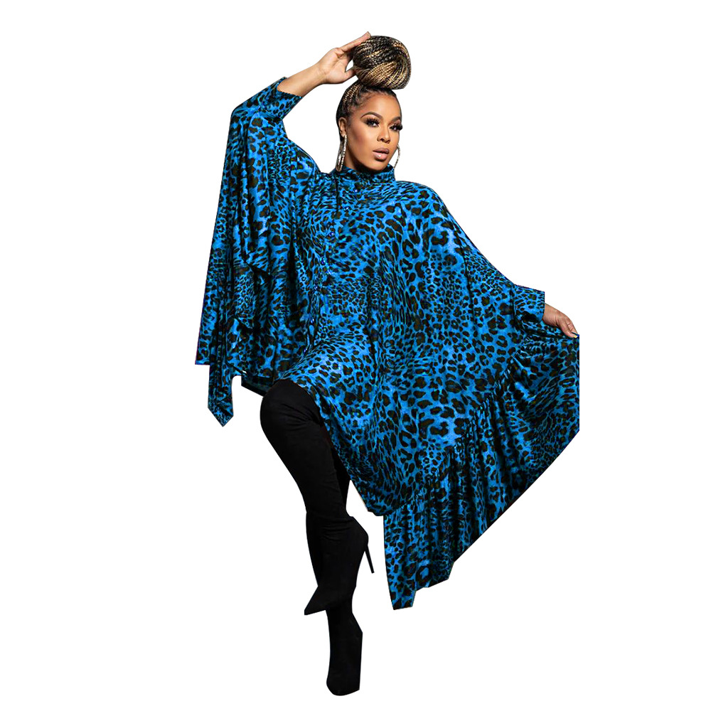 CM.YAYA Fashion Women Leopard Batwing Long Sleeve Button Front Stand Collar Dress 2023 Vintage Streetwear Loose Vestidos Dresses CM.YAYA Fashion Women Leopard Batwing Long Sleeve Button Front Stand Collar Dress 2023 Vintage Streetwear Loose Vestidos Dresses