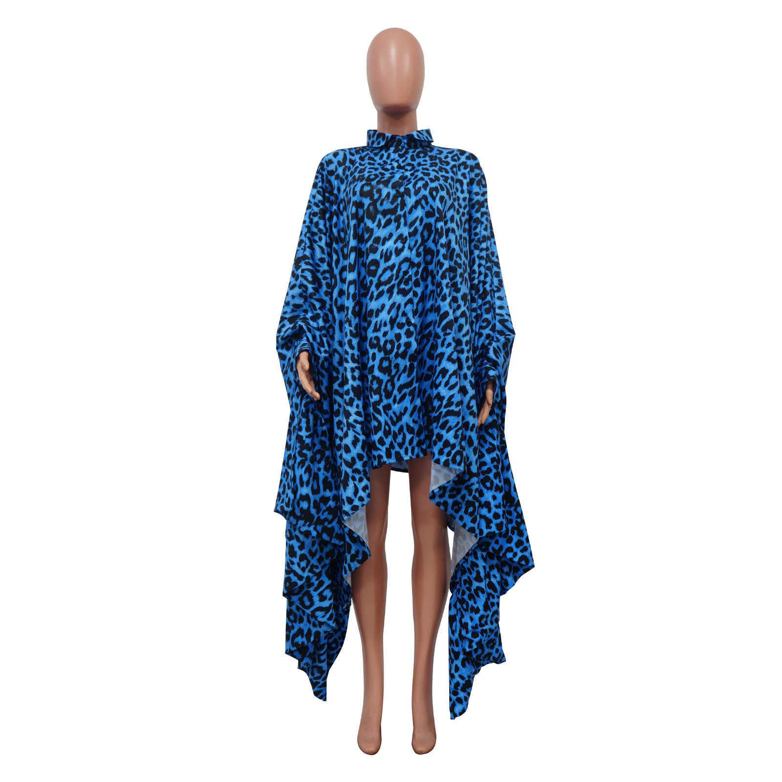 CM.YAYA Fashion Women Leopard Batwing Long Sleeve Button Front Stand Collar Dress 2023 Vintage Streetwear Loose Vestidos Dresses CM.YAYA Fashion Women Leopard Batwing Long Sleeve Button Front Stand Collar Dress 2023 Vintage Streetwear Loose Vestidos Dresses